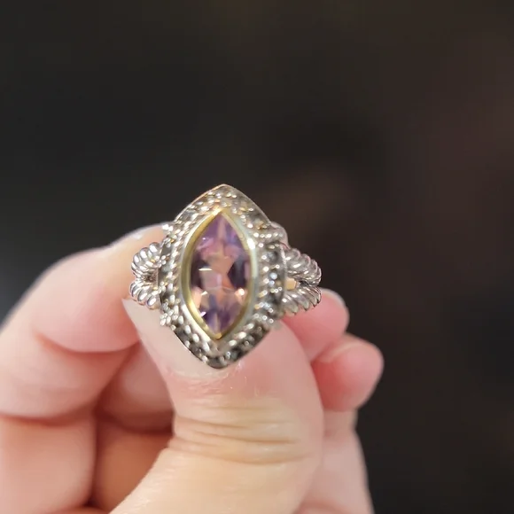 Amethyst & White Topaz Sterling Silver Ring